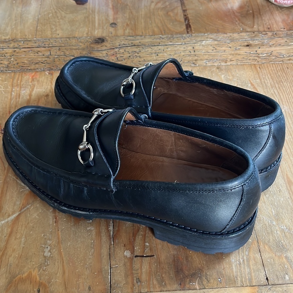 GUCCI Horsebit Mens Jasper Loafers Lug Sole Dress Shoe Black Leather 9.5 - Picture 4 of 16